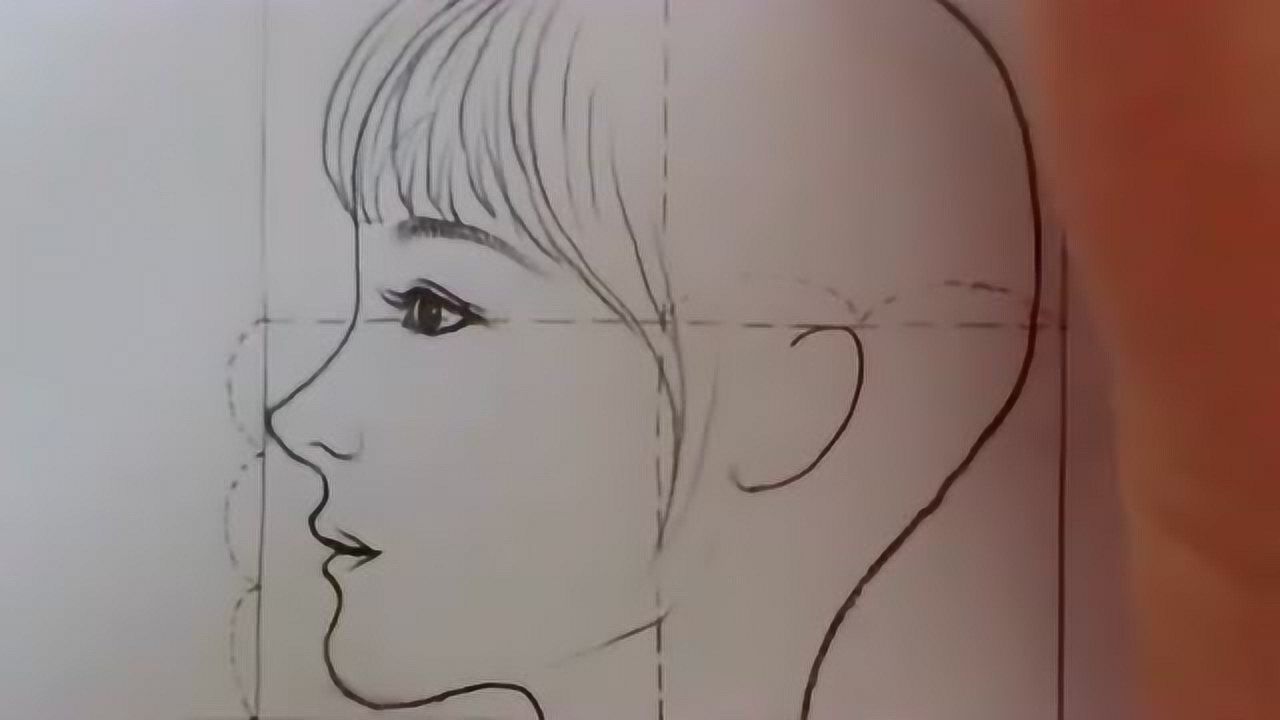 用田字格教你画女生侧脸超级简单再不学就废了