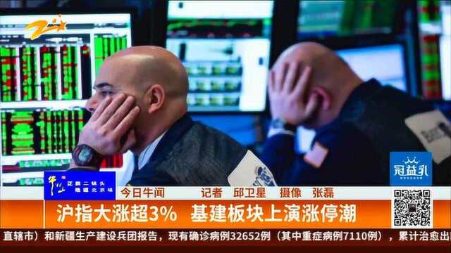 沪指大涨超3% 基建板块上演涨停潮