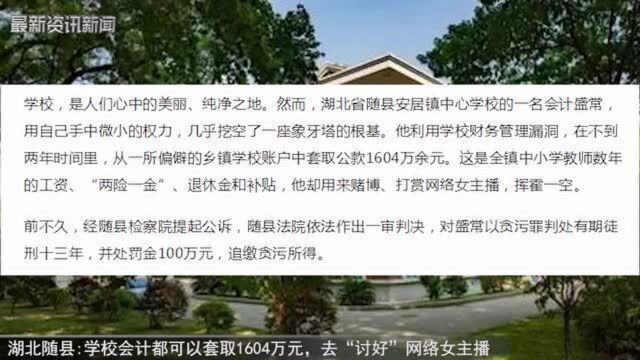 湖北随县:学校会计都可以套取1604万元,去“讨好”网络女主播