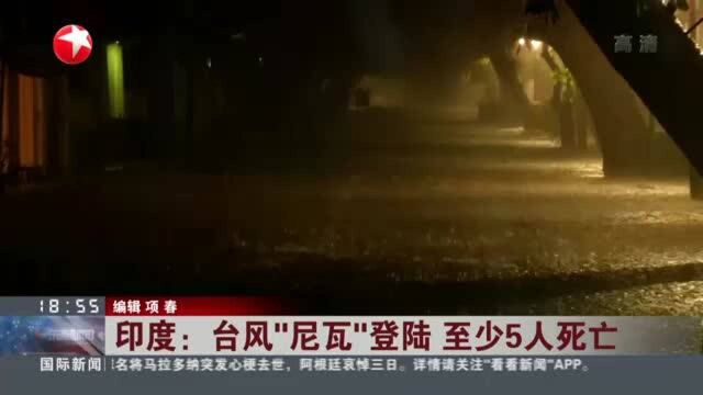 印度:台风“尼瓦”登陆 至少5人死亡