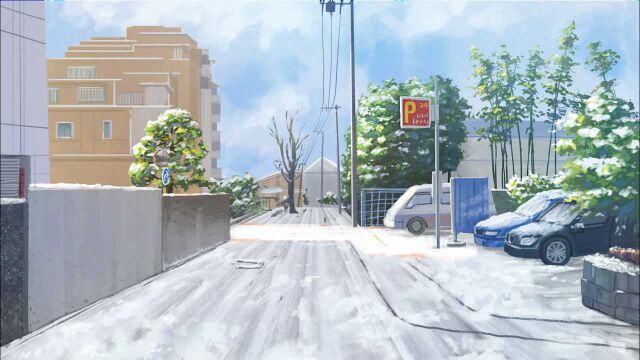 【绘画过程】街道雪景插画绘制,你住的城市下雪了吗?