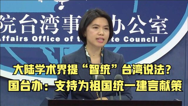 大陆学术界提“智统”台湾说法?国台办:支持为祖国统一建言献策