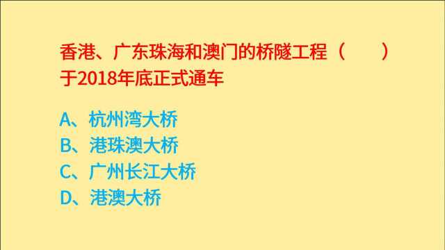 公务员考试,香港、广东珠海和澳门的桥隧工程是什么?