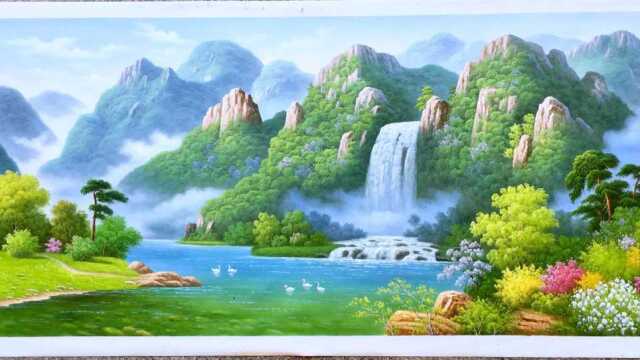 油画风景,青山绿水