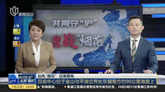 台风“烟花” 沿海登陆:目前中心位于金山与平湖交界处东偏南方约90公里海面上