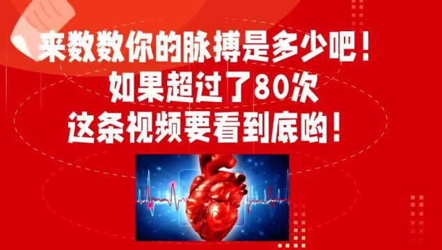 数数你的脉搏是多少吧?如果超过了80次,这条视频就要看到底哟!