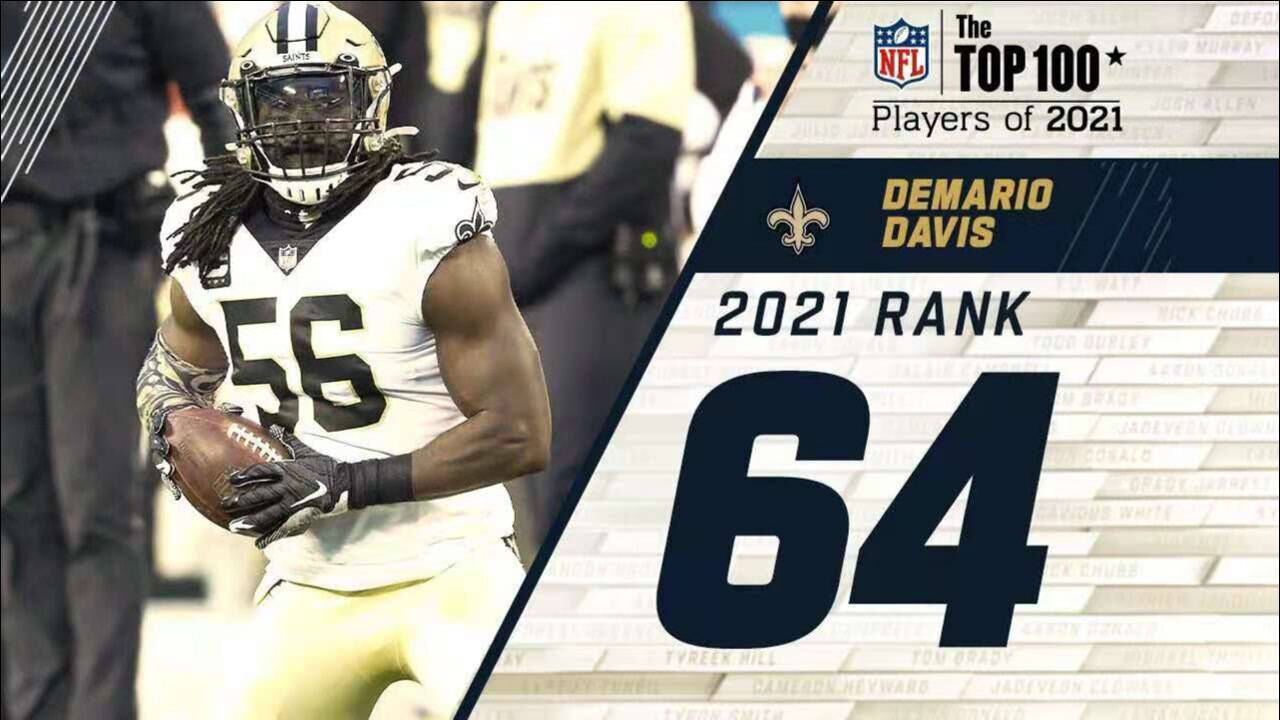 NFL2021年百大球星第64位:新奥尔良圣徒线卫德马里奥戴维斯