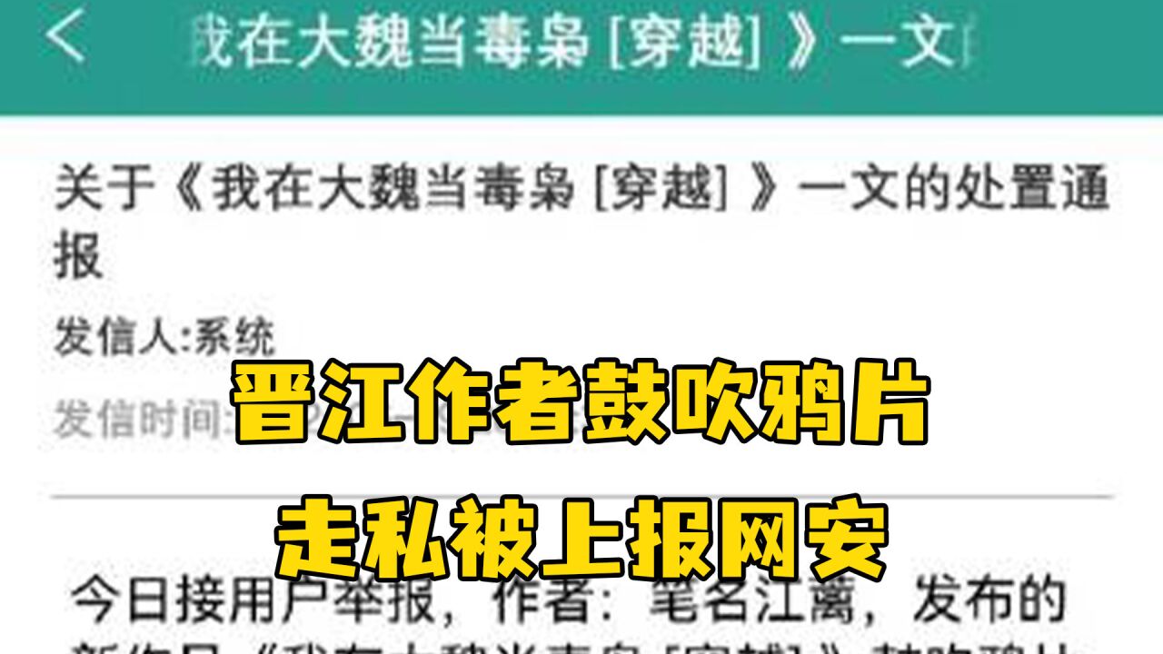 晋江作者鼓吹鸦片走私被上报网安