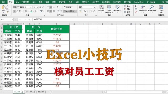 excel小技巧:核对员工工资,升职加薪系列