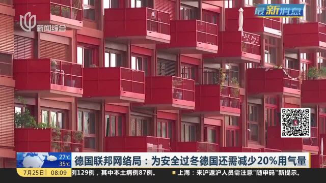 德国联邦网络局:为安全过冬德国还需减少20%用气量