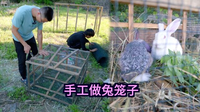 土笼子怎么制作?农村小伙抓两只月月兔回来养,教大家做兔笼子