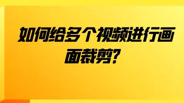 如何将多个视频裁剪成想要的大小?