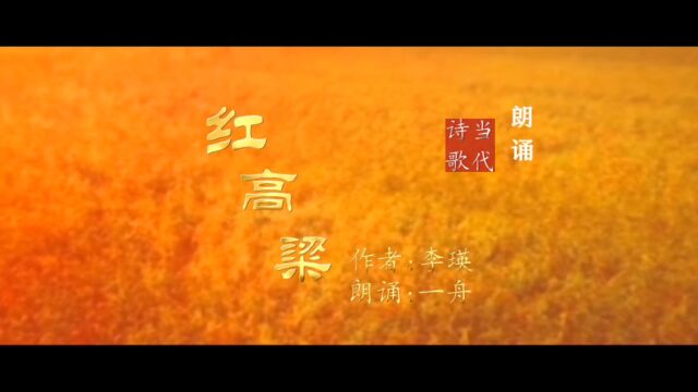 朗诵艺术家一舟老师朗诵作品选《红高粱》,作者:李瑛