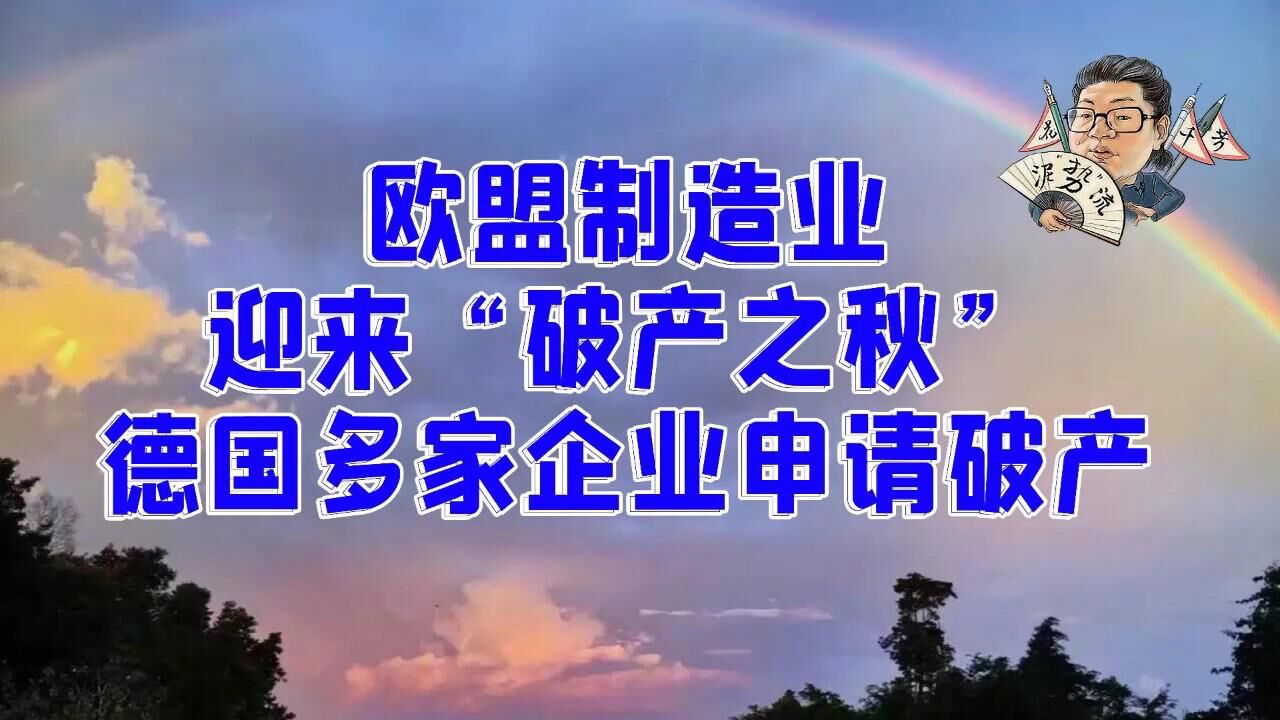 花千芳:欧盟制造业,迎来“破产之秋”,德国多家企业申请破产