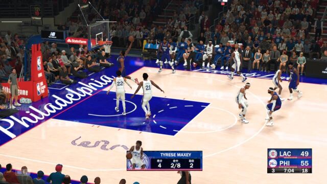 NBA2K22:快船vs76人3节录像回放,精彩