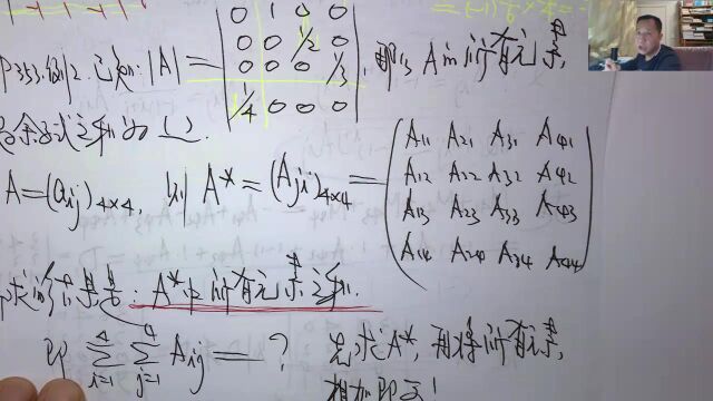 (1513)温田丁老师考研数学(代数余子式与伴随矩阵实例一则)