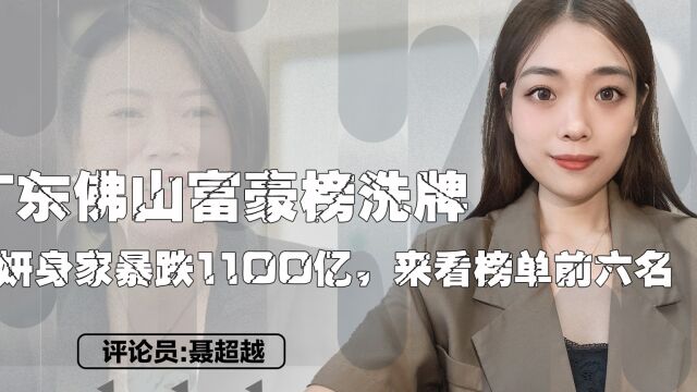 广东佛山富豪榜洗牌,杨惠妍身家暴跌1100亿,来看榜单前六名