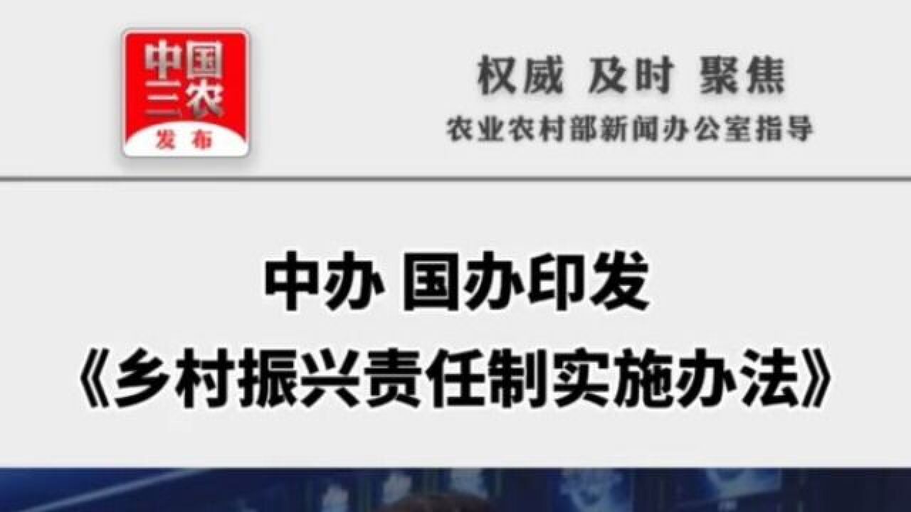 中办 国办印发《乡村振兴责任制实施办法》