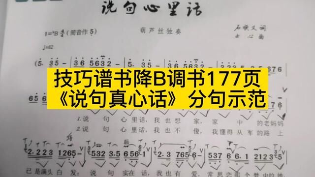 技巧谱书降B调书177页《说句心里话》分句示范 #简谱视唱 #教学简谱 #教学示范 #葫芦丝教学 #葫芦丝演奏