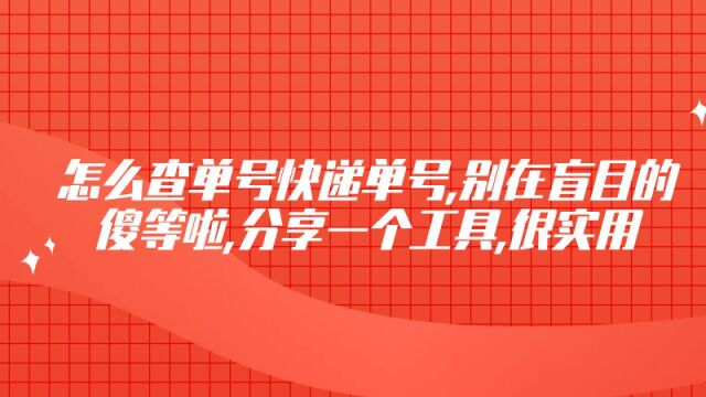 怎么查单号快递单号,别在盲目的傻等啦,分享一个工具,很实用