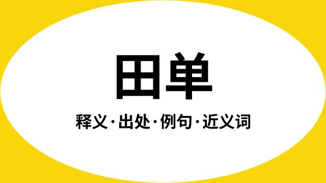 “田单”是什么意思?