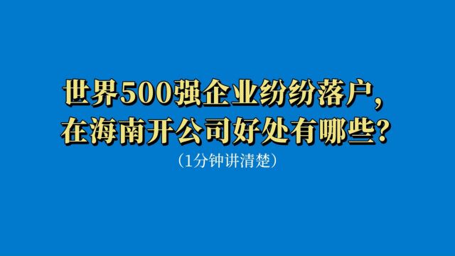 世界500强企业纷纷落户,在海南开公司好处有哪些?