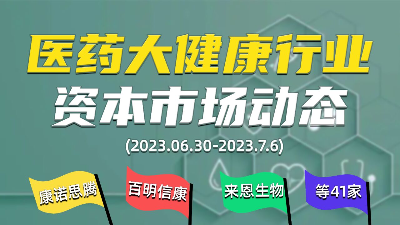 医药大健康行业资本市场(IPO、一级市场融资)动向大盘点【第4期】