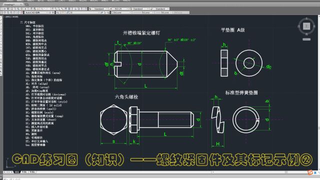 CAD练习图(知识)——螺纹紧固件2