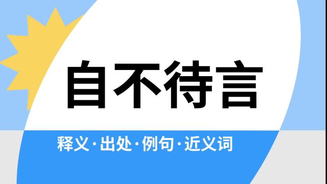 “自不待言”是什么意思?