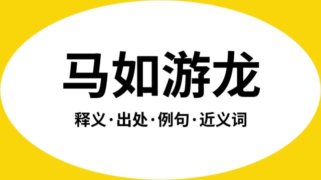 “马如游龙”是什么意思?