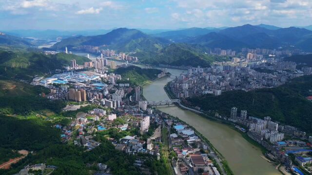 航拍、福建省南平市延平区,高空俯瞰整个城区,三江交界风水宝地.一个有故事的地方