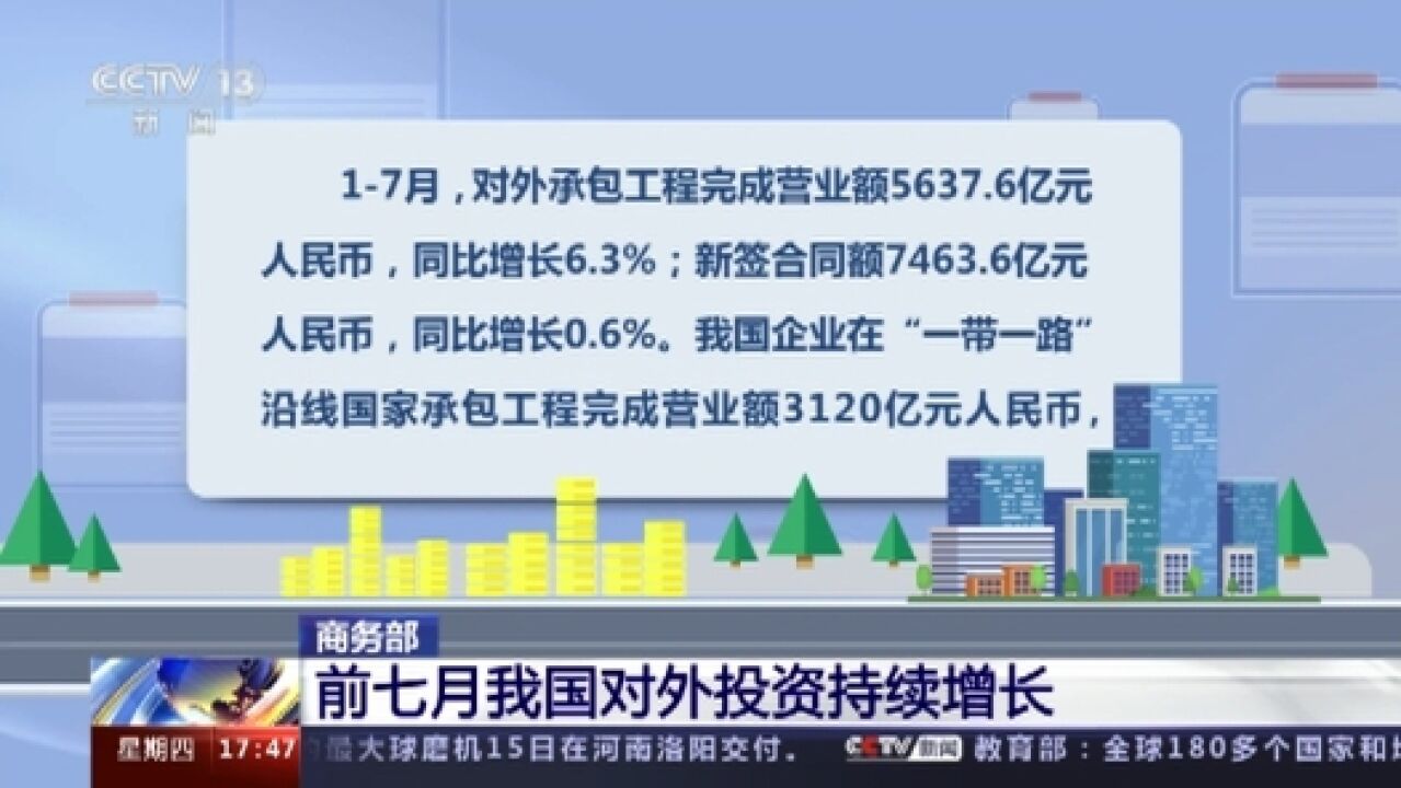 数据里看发展 今年前七月我国对外投资持续增长