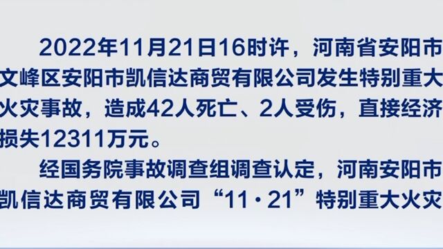 河南安阳市凯信达商贸有限公司“11ⷲ1”特别重大火灾事故调查报告公布