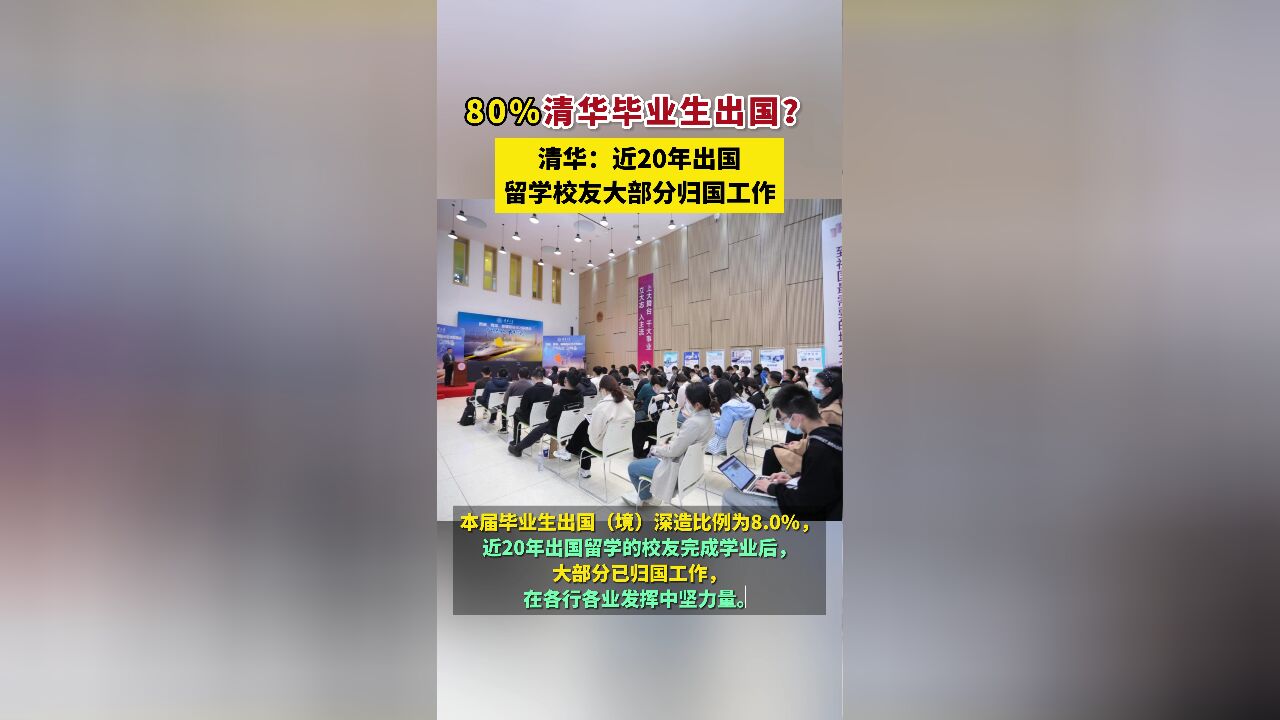 80%清华毕业生出国?清华:近20年出国校友大部分归国工作