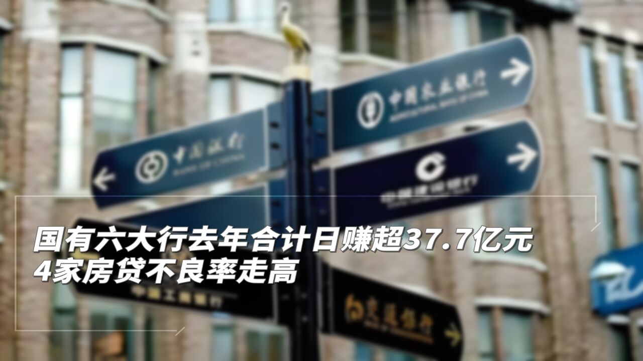 国有六大行去年合计日赚超37.7亿元,4家房贷不良率走高