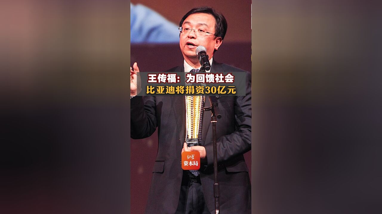 王传福:为回馈社会,比亚迪将捐资30亿元