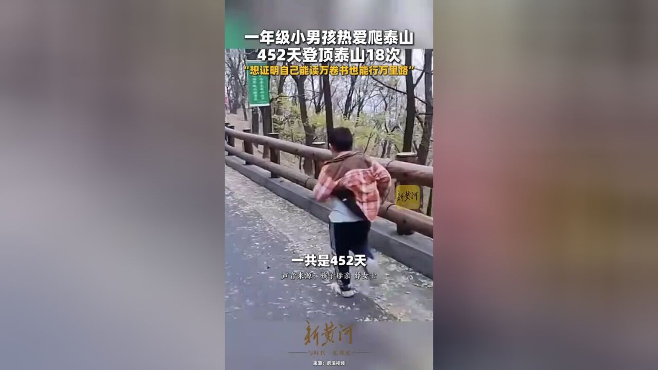 一年级小男孩热爱爬泰山,452天登顶泰山18次,“想证明自己能读万卷书也能行万里路”