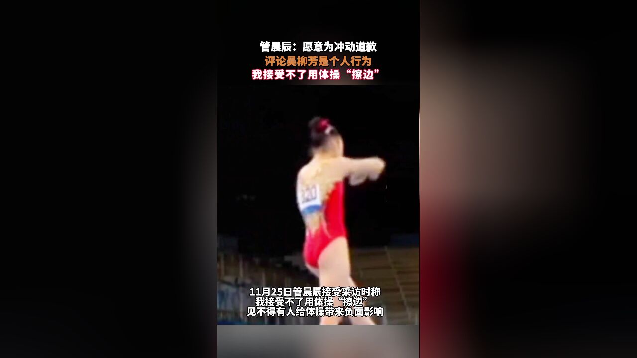 管晨辰:愿意为冲动道歉,评论吴柳芳是个人行为,我接受不了用体操“擦边”