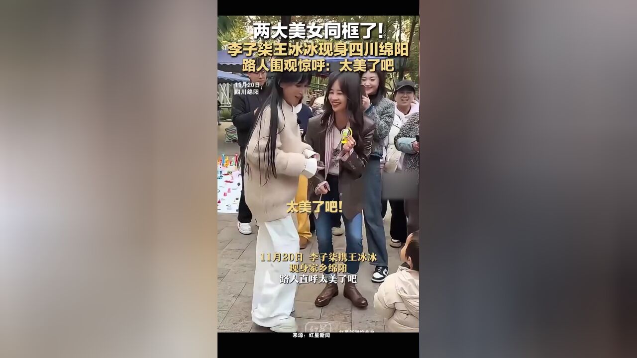 两大美女同框了!李子柒王冰冰现身四川绵阳,路人围观惊呼:太美了吧