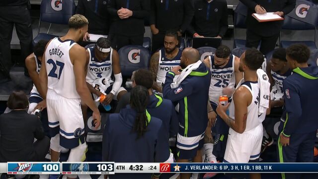 NBA常规赛：雷霆vs森林狼中文解说全场回放