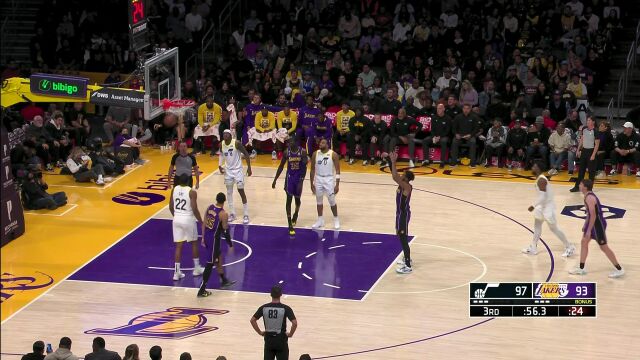 NBA常规赛：爵士vs湖人第3节原声解说回放
