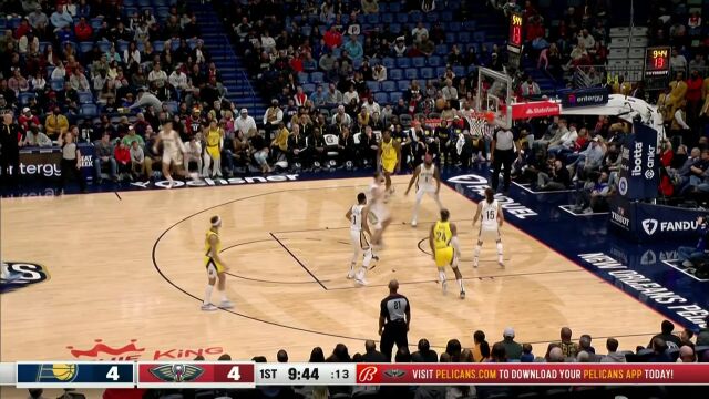 NBA常规赛：步行者vs鹈鹕第1节中文解说回放