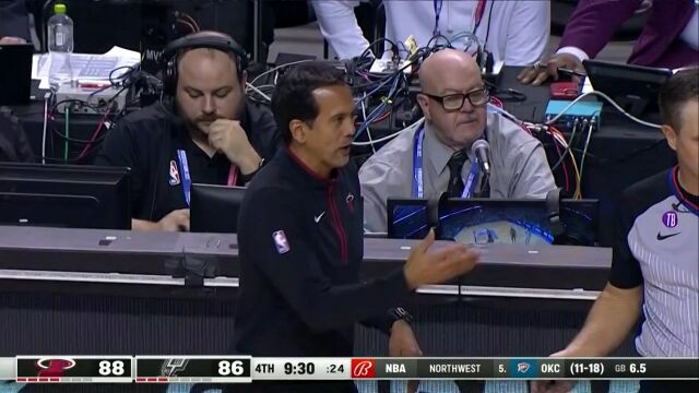 NBA常规赛：热火vs马刺第4节英文原声回放