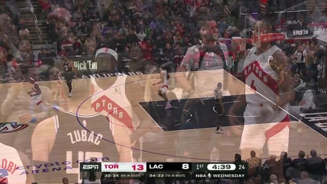 西亚卡姆抢断戈登加速反击 巴恩斯拍马赶到上篮轻取