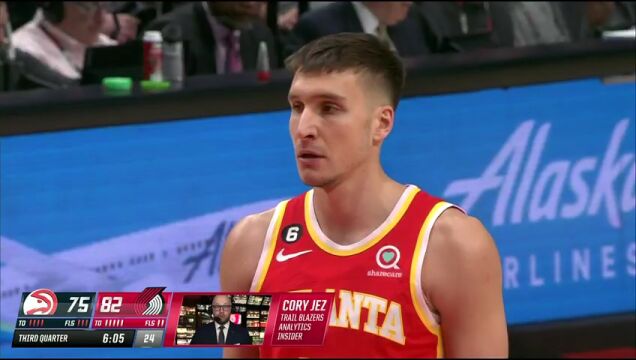 NBA常规赛：老鹰vs开拓者第3节中文解说回放