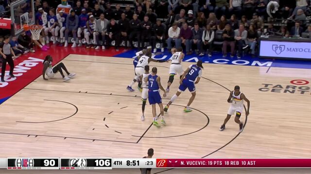 NBA常规赛：快船vs森林狼第4节中文解说回放
