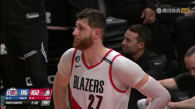NBA常规赛：快船vs开拓者第4节英文原声回放