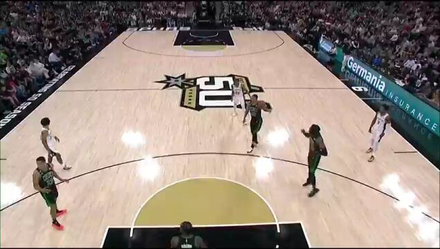 NBA常规赛：凯尔特人vs马刺第3节英文原声回放