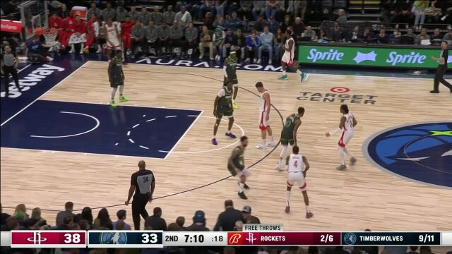  NBA常规赛：火箭vs森林狼第2节中文解说回放