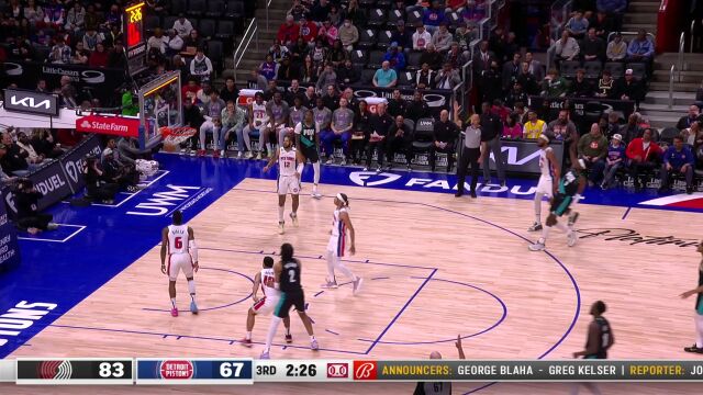 开拓者vs活塞精华回放 利拉德轰大号三双率队挑翻活塞